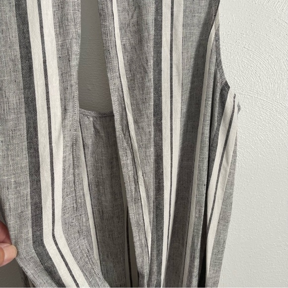 Cloth & Stone Gray Striped Sleeveless Jump Suit linen blend size medium NWT - Picture 10 of 14